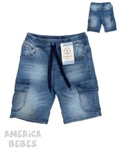 BERMUDA  JEAN CARGO  CON ELASTICO CINTURA