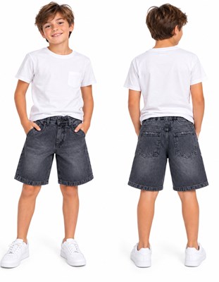 Bermuda jeans CLASICA BAGGI NEGRA con elastico en cintura. Popeye