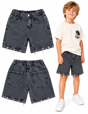 Bermuda nevada negra JEANS BAGGI CLASICA con elastico en cintura. Popeye