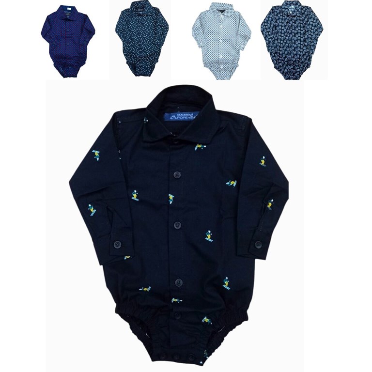 BODY CAMISA MANGA LARGA ESTAMPAS SURTIDAS, CON BOTONES