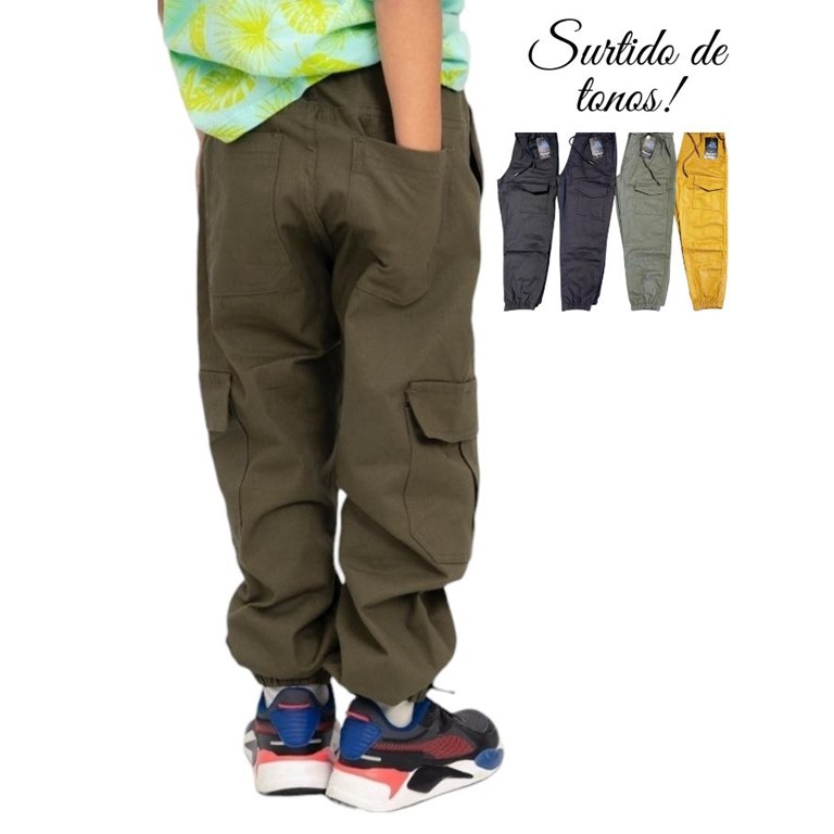 pantalon jogger gabardina PLAQUE ancho bolsillos cargo.colores surtidos. Popeye