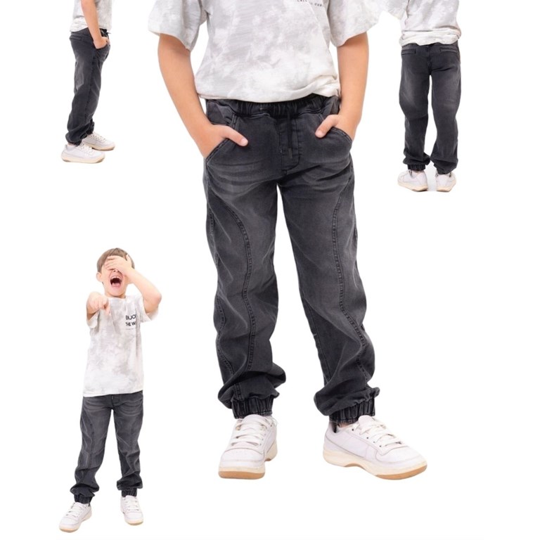 JOGGER DE JEAN NEGRO CON RECORTE. POPEYE