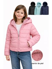 Campera nena abrigo con piel adentro, capucha desmontable. Bolsillos con cierre. Importada. Colores: Rosa bebe - Marino - Negro - Turquesa
