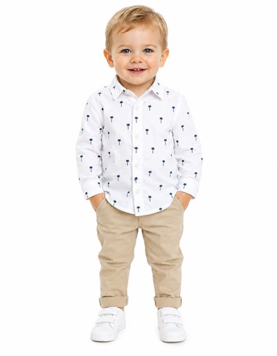 CAMISA MANGA LARGA PARA BEBE ESTAMPA PALMERITAS. POPEYE