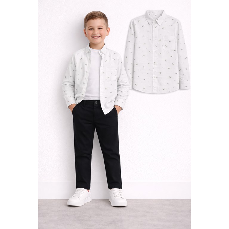 Camisa manga larga de nene hojitas y puntos.Popeye