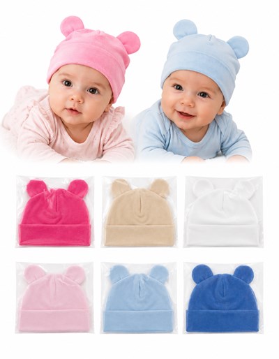 GORRITO DE PLUSH CO OREJITAS BEBE Y BEBA. MI BES