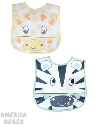 BABERO IMPERMEABLE  ESTAMPAS VARIAS CON BANDEJA RECOGEDORA MIBES