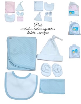 SET RECIBIDOR BABERO GORRO BABITA Y ESCARPINES. MI BES