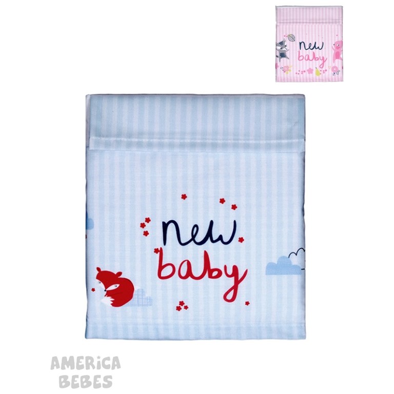 SABANA PARA CUNA SUBLIMADA NEW BABY ROSA O CELESTE. 1,45 X 0.85M. MIBES