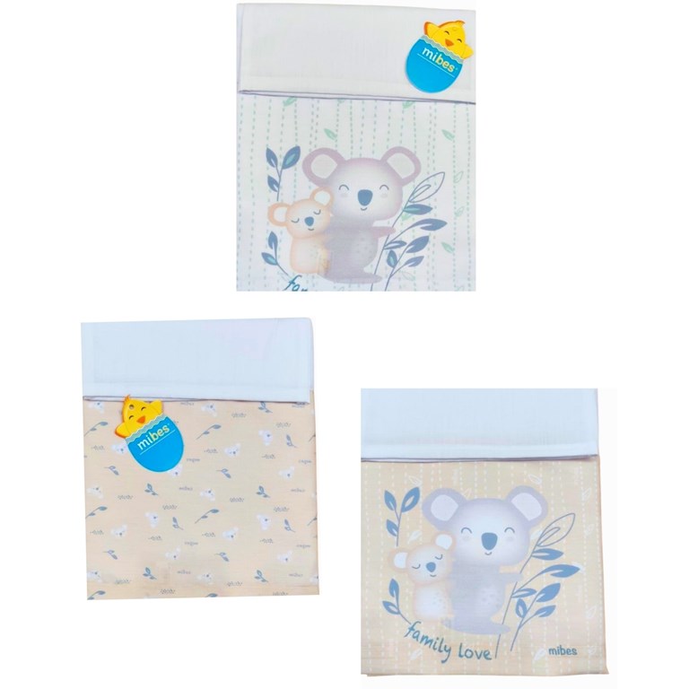SABANA PARA CUNA, ESTAMPA KOALA CON GUARDA LISA. MI BES