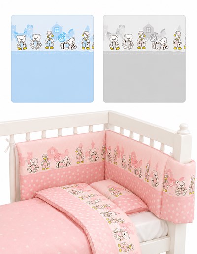 CHICHONERA CUNA ESTAMPADA OSO CON PATOS  1.50 MTS.  MI BES
