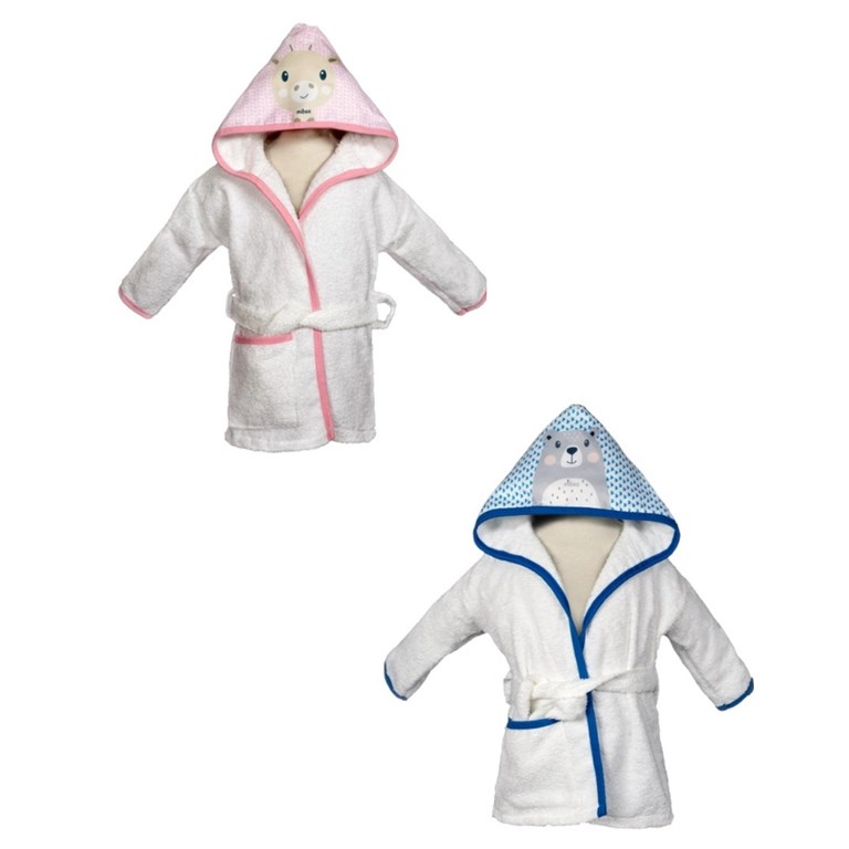 Salida de baño con capucha sublimada caritas animalitos. Mi Bes