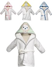 Salida de baño con capucha sublimada caritas animalitos. Mi Bes