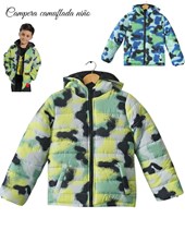 CAMPERA ABRIGADA PARA NENE, CAMUFLADA  CON CAPUCHA. BABY WAY