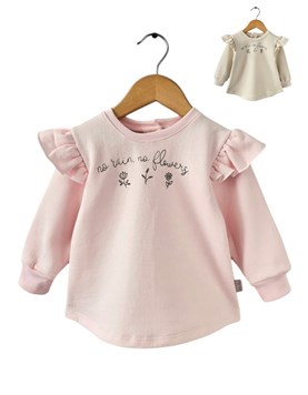 BUZO BEBA DE FRIZA CON BOLADO EN HOMBROS, ESTAMPA FLORES. BABY WAY