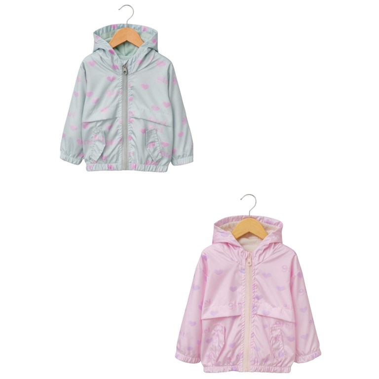 ROMPEVIENTO PARA BEBECON CAPUCHA Y BOLSILLOS. ESTAMPA CORAZONES. BABY WAY