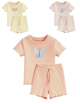 Conjunto de morley para beba bordado mariposa. Baby way