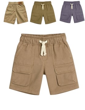 BERMUDA SHORT PARA BEBE CON BOLSILLOS Y CORDON REGULABLE GABARDINA LIVIANA 'PAPER TOUCH'. BABY WAY
