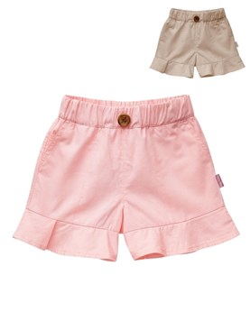 SHORT PARA BEBA DE GABARDINA CON BOLSILLOS Y BOLADOS. BABY WAY