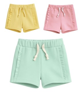Short rustico para beba con volados y cordon relulable en cintura. Baby way