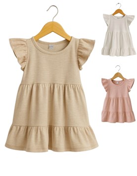 Vestido de jersey flame de beba con volados.Baby way