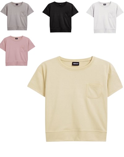 Remera de nena manga corta con bolsillos lisa.Baby way