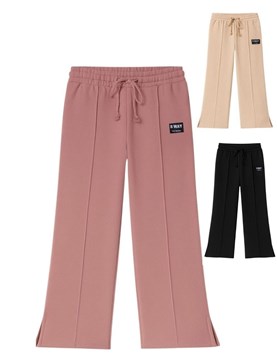PANTALON RUSTICO 'WIDE LEG' PARA NENA CON ELASTICO Y CORDON EN CINTURA. BABY WAY