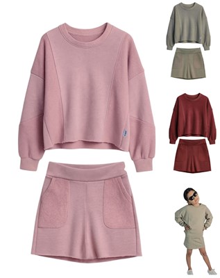 Conjunto de buzo y falda rustico liso de nena.Baby way