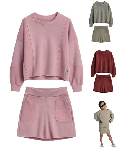 Conjunto de buzo y falda rustico liso de nena.Baby way