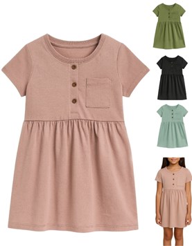 Vestido de algodon con cartera y botones.Baby way