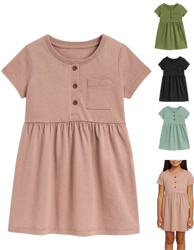 Remeron tipo Vestido de algodon con cartera y botones.Baby way