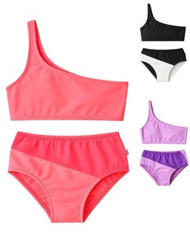 Bikini de nena lisa combinada en 2 colores.Baby way