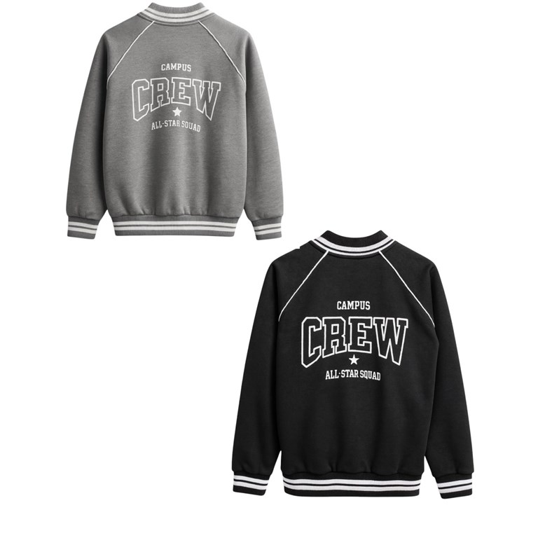 Campera de rustico con puños tejidos,estampa en frente y espalda campos crew.Baby way