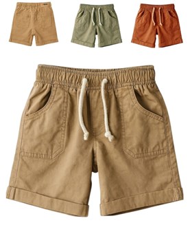 SHORT DE GABARDINA JOGGER CON BOLSILLOS Y CORDON REGULABRE EN CINTURA. BABY WAY