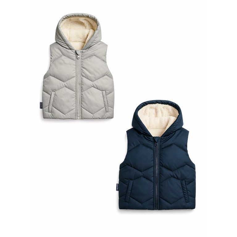 CHALECO DE SIRÉ PARA BEBÉ, FORRADO EN CORDERITO, CON CAPUCHA Y BOLSILOS. BABY WAY