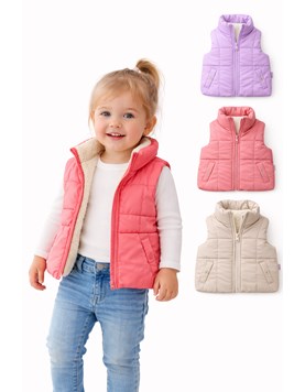 CHALECO DE SIRÉ PARA BEBA, FORRADO EN CORDERITO, CON BOLSILLOS. BABY WAY