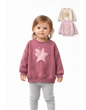 BUZO DE FRISA PARA BEBA, BORDADO ESTRELLA CON MARIPOSA. BABY WAY