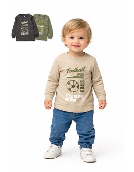 REMERA MANGA LARGA PARA BEBE, ESTAMPA 'BOOTBALL'. BABY WAY