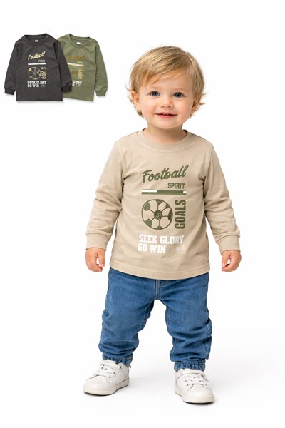 REMERA MANGA LARGA PARA BEBE, ESTAMPA 'FOOTBALL'. BABY WAY