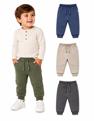 PANTALON DE FRISA PARA BEBE CON BOLSILLOS, PUÑO, Y CORDON REGULABLE EN CINTURA. BABY WAY