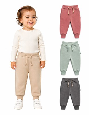 PANTALON DE FRISA PARA BEBA CON BOLSILLOS, PUÑO Y CORDON REGULABLE EN CINTURA. BABY WAY