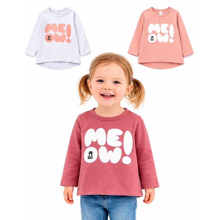 REMERA MANGA LARGA PARA BEBA, ESTAMPA 'MEOW!'. BABY WAY