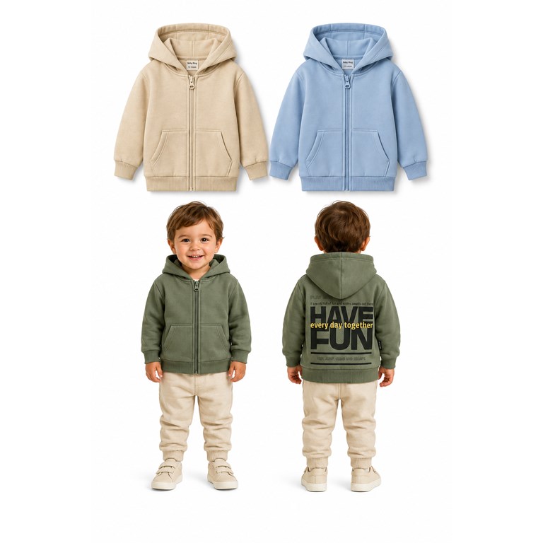 Camperita frisa de bebe varon estampa en espalda 'fun'. Baby way