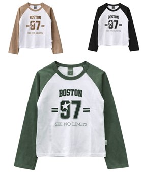 REMERA DE NENA MANGA LARGA RANGLAN ESTAMPA 'BOSTON'. BABY WAY