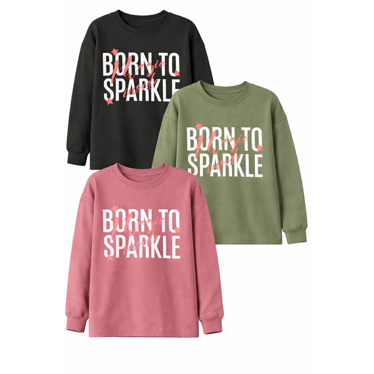 REMERA MANGA LARGA CON PUÑO, PARA NENA, ESTAMPA 'BORN TO SAPARKLE'. BABY WAY