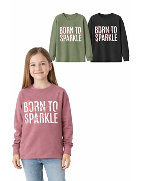 REMERA MANGA LARGA CON PUÑO, PARA NENA, ESTAMPA 'BORN TO SAPARKLE'. BABY WAY