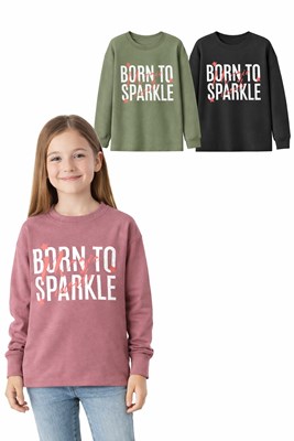 REMERA MANGA LARGA CON PUÑO, PARA NENA, ESTAMPA 'BORN TO SAPARKLE'. BABY WAY