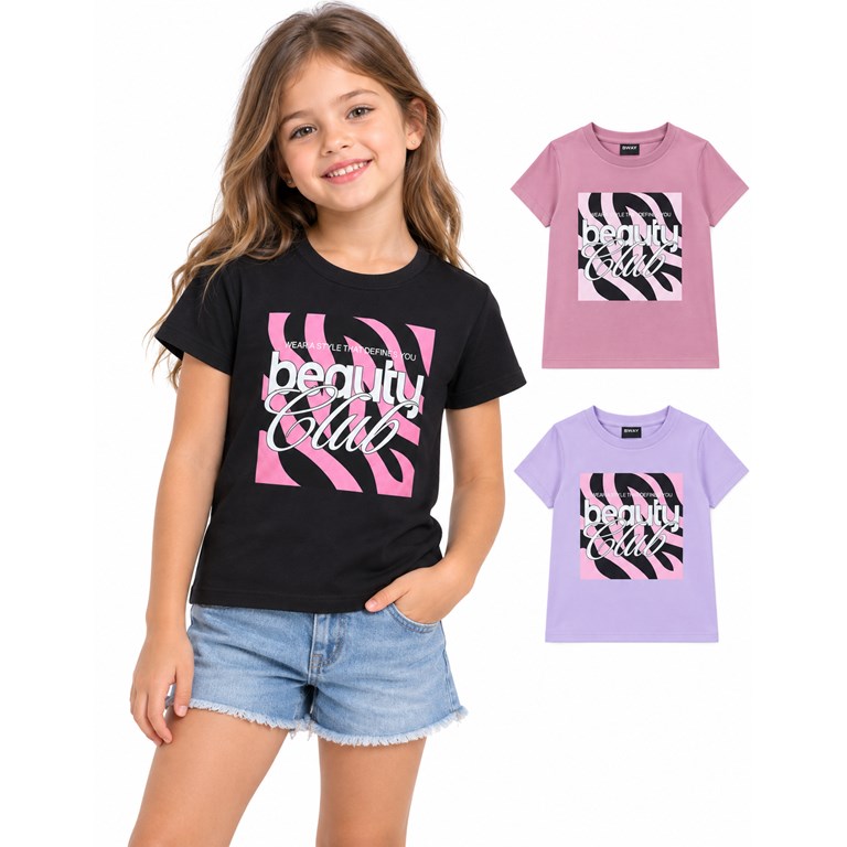 REMERA MANGA CORTA NENA. ESTAMPA 'BEAUTY CLUB'. BABY WAY