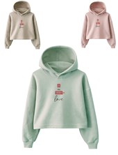 BUZO DE NENA CON CAPUCHA. ESTAMPA Y BORDADO 'LOVE'. BABY WAY