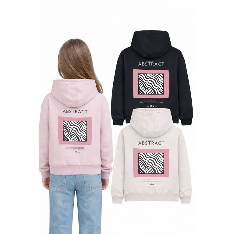 BUZO DE FRISA PARA NENA, ESTAMPA EN ESPALDA 'ABSTRACT'. BABY WAY